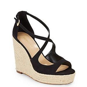 Saks Fifth Avenue Black Melody Espadrille Wedge Sandals